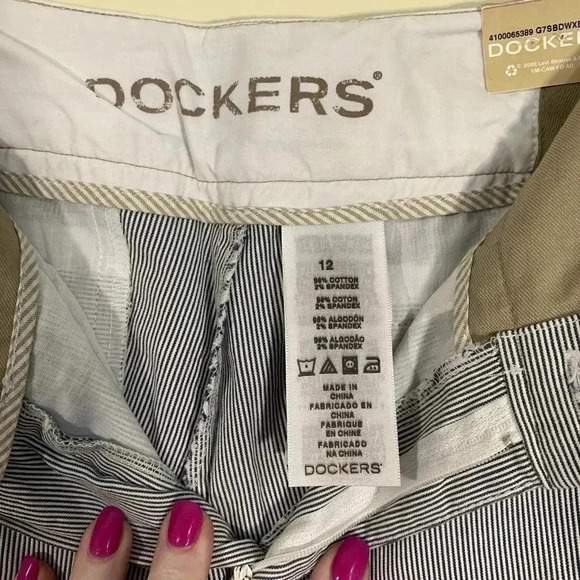 NWT Womens Dockers Curvy Fit Striped Crop Pants Sz‎ 12 - Picture 6 of 6